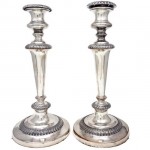 Pair of Old Sheffield Plate Candlesticks. Click for more information...