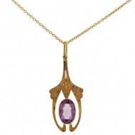 9ct Gold Art Nouveau Amethyst Pendant. Click for more information...