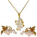 Pearls 14K Gold Necklace & Earrings Set. Click for more information...