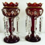 Large Pair of Ruby Glass Lustres. Click for more information...