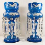 Pair of Victorian Blue Lustre Vases. Click for more information...