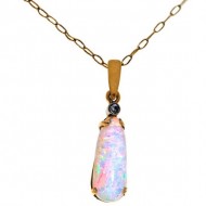 9ct Gold 1.20ct Australian Opal and Diamond Pendant. Click for more information...