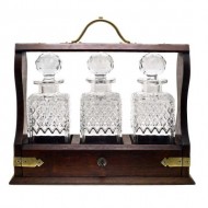 3 Bottle Oak Tantalus With Silver Plate Mounts. Click for more information...