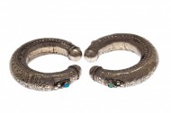 Baluchi Pair of Silver Baby Rattle Bangles Turquoise Set. Click for more information...