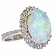 18ct White Gold Opal and Diamond Ring. Click for more information...