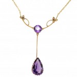 9ct Gold Amethyst and Seed Pearl Art Nouveau Pendant. Click for more information...