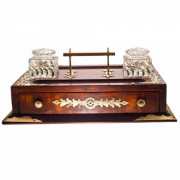 English Oak Brass Mounted Desk Set. Click for more information...