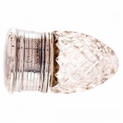 Continental Silver Hobnail Crystal Acorn Shaped Snuff Bottle.. Click for more information...