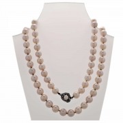 (82) 8.5mm Cultured Akoya Type Pearls Necklace with 17 Diamonds Clasp. Click for more information...
