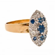 Mid Century 18ct Gold 7 Blue Ceylon Sapphires 10 Diamond Ring. Click for more information...