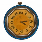 Swiss. Miniature Desk Clock. Blue Enamel. Silver Plated.. Click for more information...