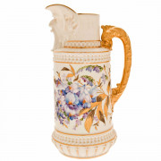 Royal Worcester. Jug 1867. Blush Ivory. Hand Painted. Floral and Gilded. Spout. Click for more information...