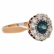 18ct Rose Gold Australian Green / Yellow Parti. Sapphire 10 Diamonds Ring. Click for more information...