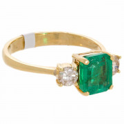 18ct Yellow Gold 1.40 carat Emerald 2 Diamond Ring. Click for more information...