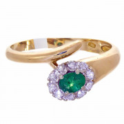 1960s 18ct Gold Serpent Ring. Oval Emerald. 10 Diamond. Click for more information...