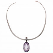 Mid Century Modernist Sterling Silver Amethyst Collar. Click for more information...