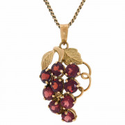 18ct Gold. 9 Garnet Grape Pendant With 14ct Gold Chain. Click for more information...