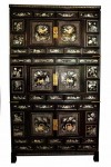 3 Tiered Mother of Pearl Inlayed Black Lacquer Cabinet. Click for more information...