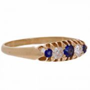 18ct Gold 2 Diamond 3 Medium Blue Ceylon Sapphire Ring. Click for more information...