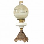 Duplex Milk Glass Cast Iron Based Kerosene Light. Click for more information...