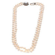 Two Strand Pearl Necklace 55 Pearls and 48 Pearls. In Fully Knotted Strands. Click for more information...