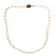 Estate 43 pearl 9ct gold Garnet Clasp. Click for more information...