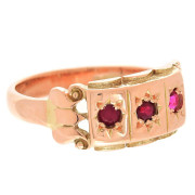 9ct Gold Victorian 3 Ruby Gypsy Ring. Click for more information...