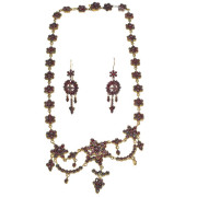 Bohemian. 835 Silver Gilt. Garnet Necklace. Drop Earrings.. Click for more information...