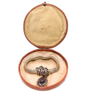 Victorian 15ct gold enamel bracelet and locket combination set. Click for more information...