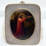 Russian Silver Icon. Painted on Mother of Pearl Shell. Click for more information...
