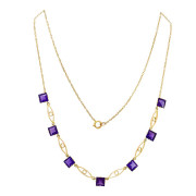 Edwardian 9ct Gold 7 Amethyst Necklace. Click for more information...