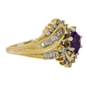 14K Gold 1970s Amethyst and Diamond Ring. Click for more information...