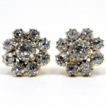 18ct Gold and Silver Diamond Ear Studs 1.72ct. Click for more information...