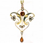 9ct Brown Garnet Art Nouveau Pendant. Click for more information...