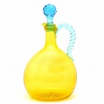 Amber and Blue Art Glass Claret Jug. Click for more information...