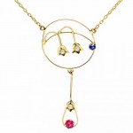 9ct Gold Sapphire Tourmaline and Pearl Pendant. Click for more information...