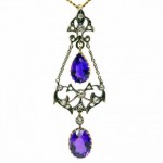 18ct ROSE GOLD and Silver Amethyst Diamond Pendant. Click for more information...