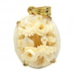 18ct GOLD Carved Chinese Ivory Pendant. Click for more information...